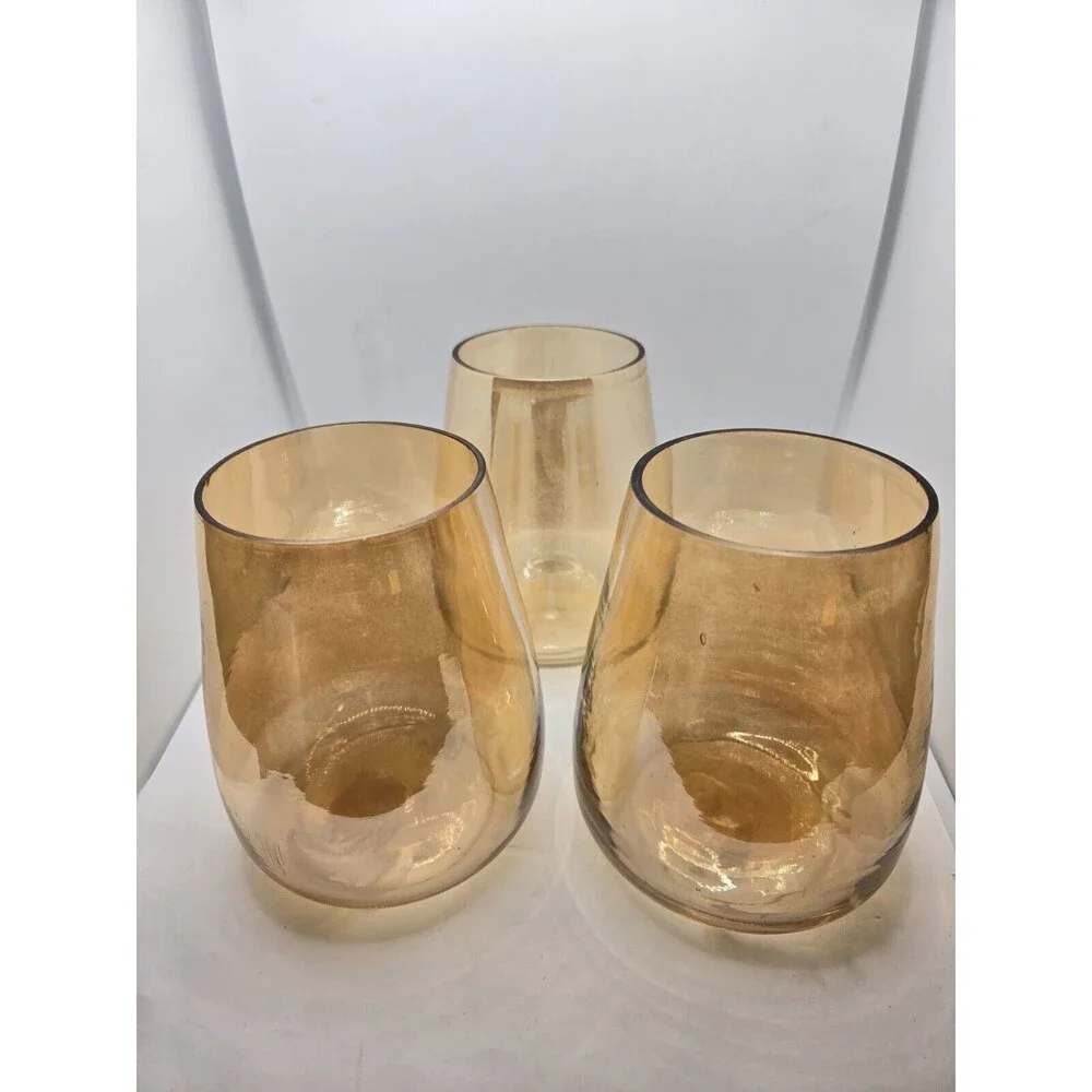 Marigold Hand Blown Candle Holders 3 pc Set